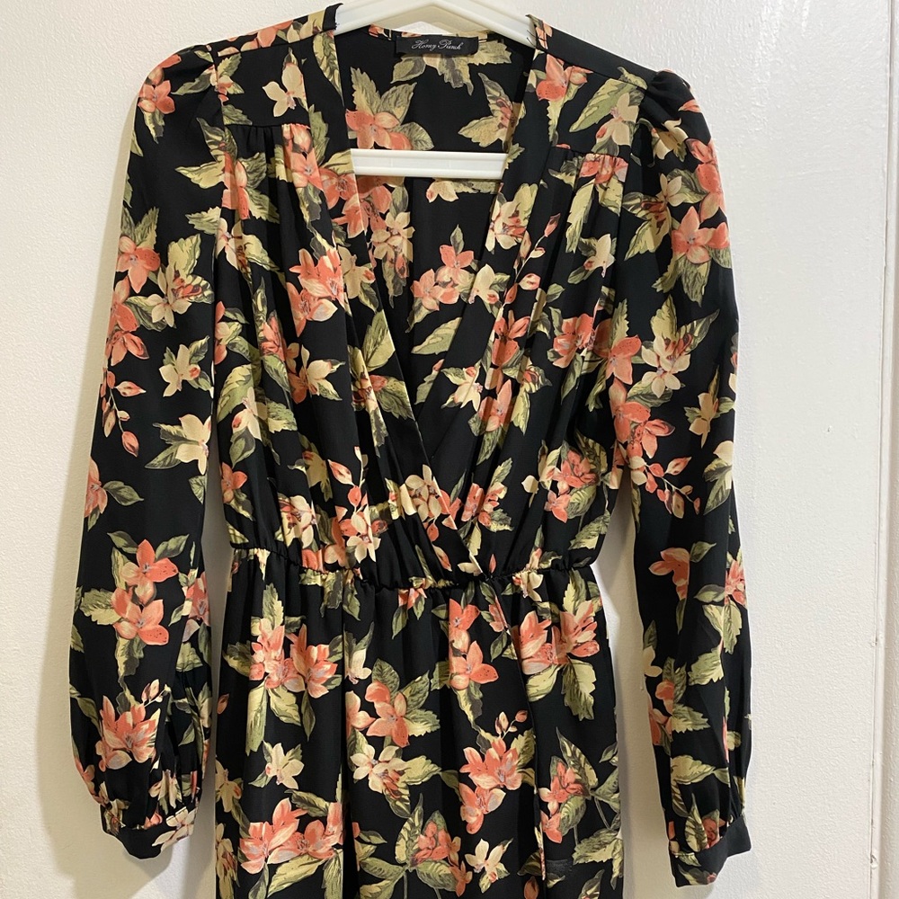 Floral faux wrap dress